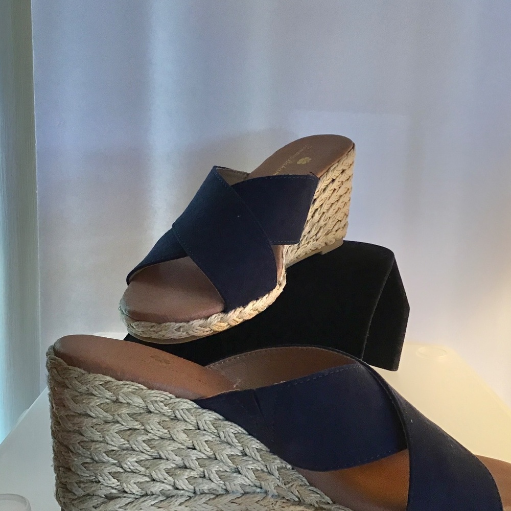 Tommy Bahama Navy Suede Open Mule Slides NEW 6 1/2 M